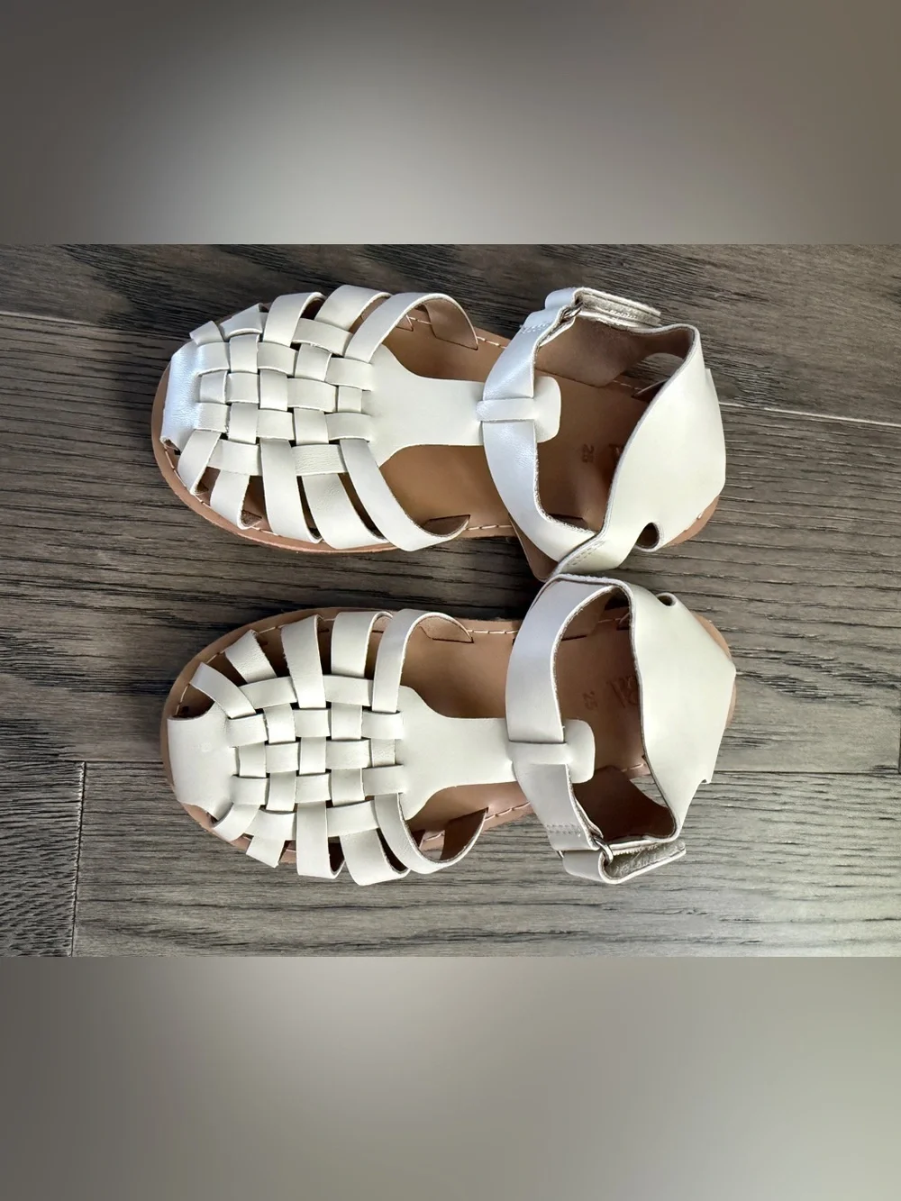 ZARA Kids White Woven Leather Sandals